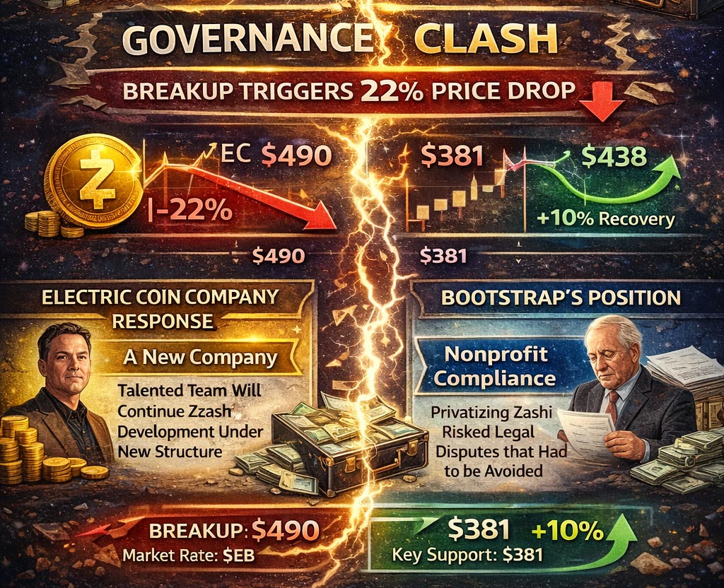ZCash governance clash price drop